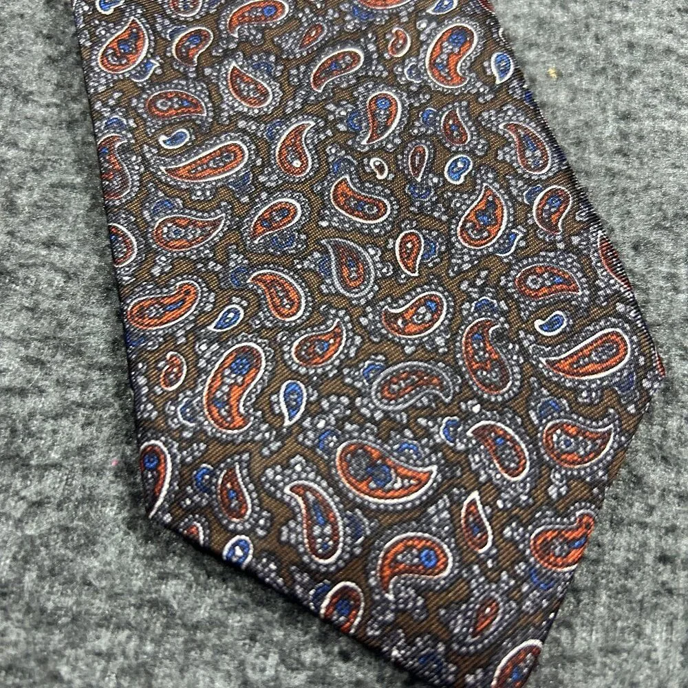 Vintage Briar Pride of England Brown‎ Paisley Preppy Neck Tie Rhodia